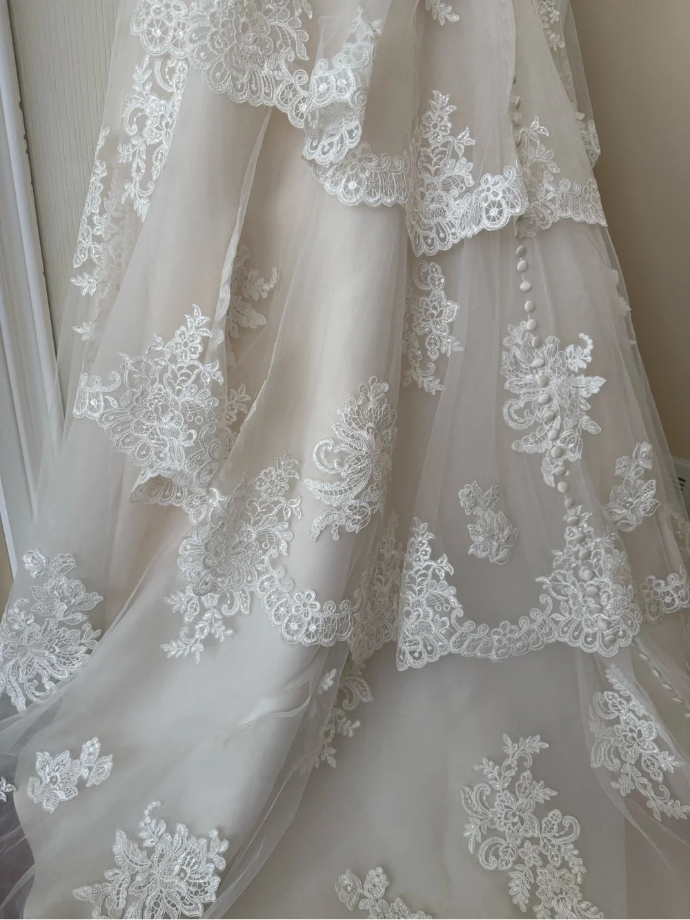 Madison Collection | Ivory Lace Tulle Wedding Gown Size 12 - Picture 9 of 15